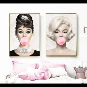 Monroe & Hepburn bubble canvas print 2 piece 24x39